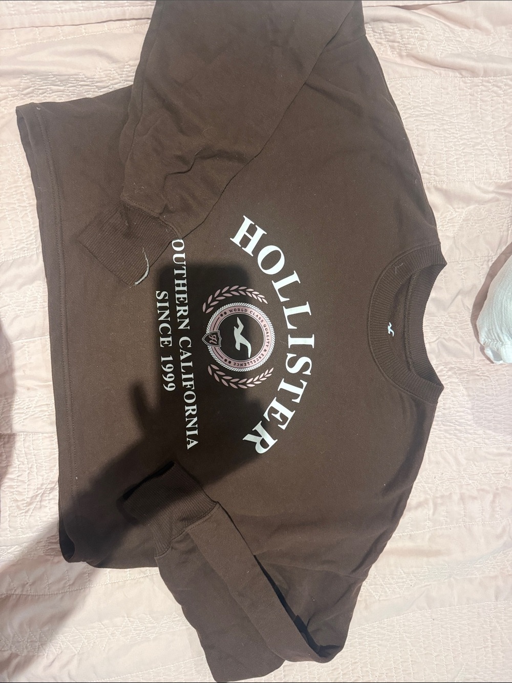 Hollister Black Crewneck Sweatshirt with White & Pink Logo